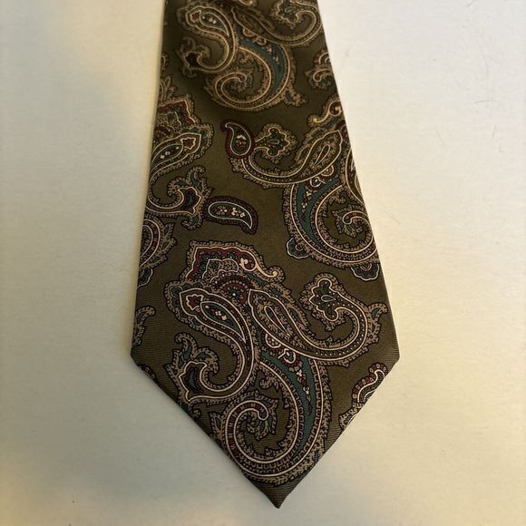 Vintage Christian Dior Necktie Men’s Tie Brown Paisley Design All Silk - Picture 2 of 5